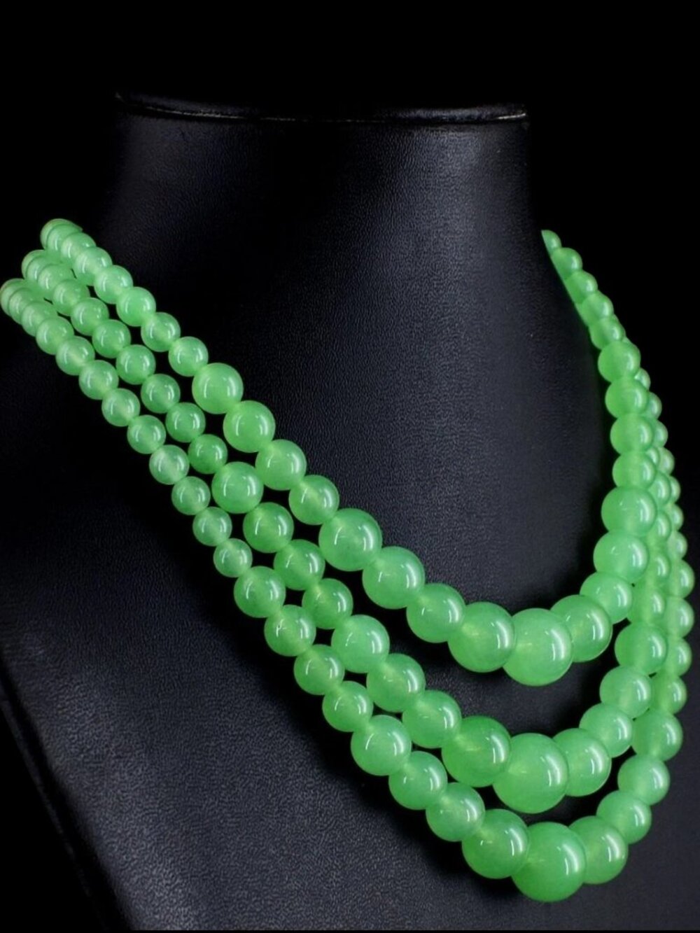 3 Strand Chalcedony 595.00 Carats Round Shape Beaded Necklace